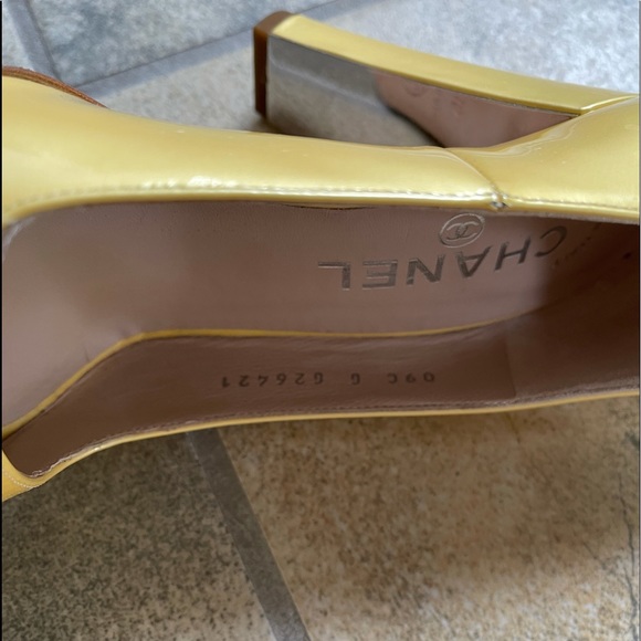 Vintage Chanel Yellow Open Toe Heels - Picture 7 of 8